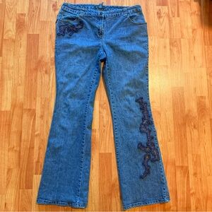 Y2K Inc International Concepts Bootcut Flare Leg Denim Floral Patch Mom Jeans 14